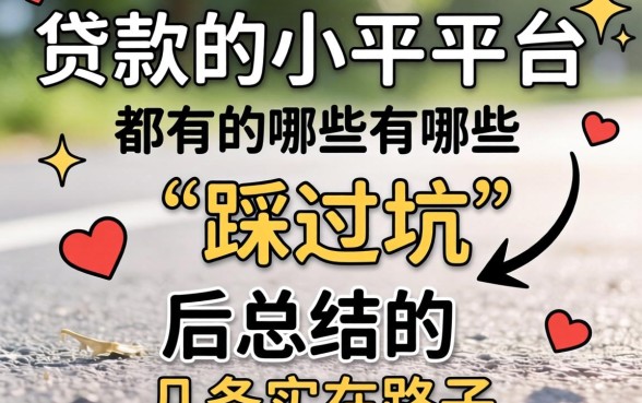 能贷款的小平台都有哪些？我踩过坑后总结的几条实在路子