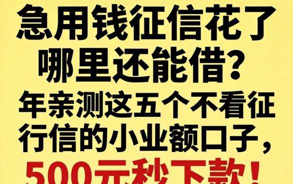 急用钱征信花了哪里还能借?2026年亲测这五个不看征信的小额口子,500元秒下款!