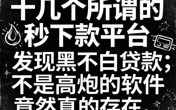 我试了十几个所谓的秒下款平台，发现黑白贷款不是高炮的软件竟然真的存在