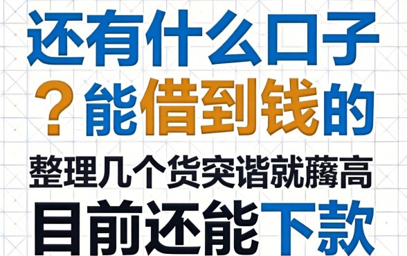 还有什么口子能借到钱的？整理几个目前还能下款的渠道
