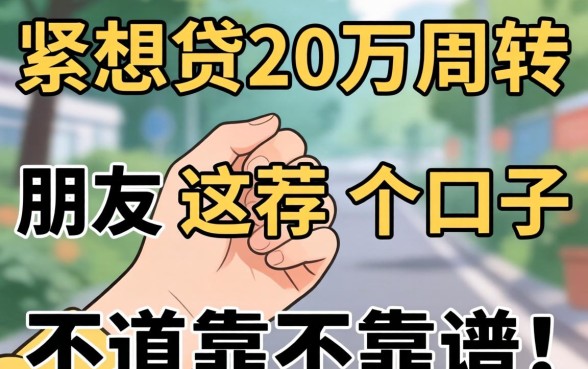 手头紧想贷20万周转，朋友推荐了这几个口子，不知道靠不靠谱？