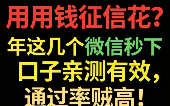 急用钱征信花？2026年这几个微信秒下口子亲测有效，通过率贼高！