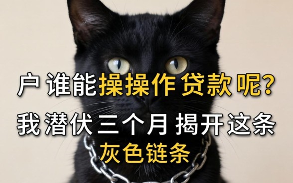 黑户谁能操作贷款呢？我潜伏三个月揭开这条灰色链条