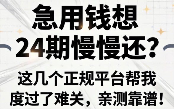 急用钱想分24期慢慢还？这几个正规平台帮我度过了难关，亲测靠谱！
