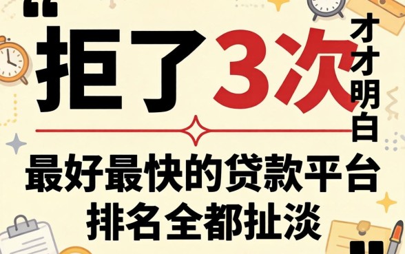 被拒了3次才明白：最好最快的贷款平台排名全是扯淡