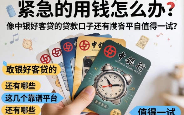 手头紧急需用钱怎么办？像中银好客贷的贷款口子还有哪些？这几个靠谱平台值得一试