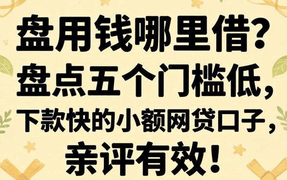 急用钱哪里借？盘点五个门槛低、下款快的小额网贷口子，亲测有效！