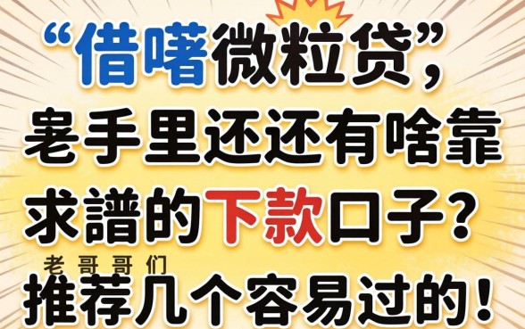 除了借呗微粒贷，手里还有啥靠谱的下款口子？求老哥们推荐几个容易过的！