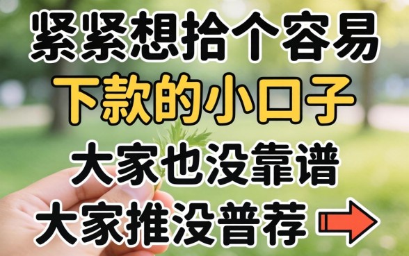 手头紧想找个容易下款的小口子，大家有没有靠谱的推荐？