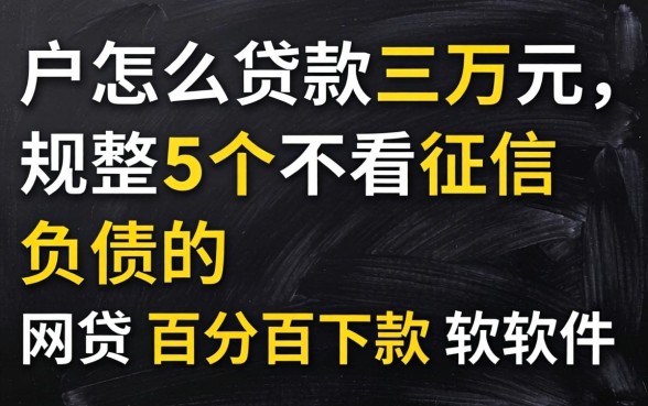 黑户怎么贷款三万元，规整5个不看征信负债的网贷百分百下款软件