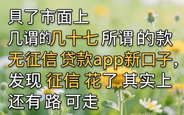 我试了市面上几十款所谓的无征信贷款app新口子,发现征信花了其实还有路可走