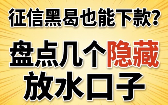 无视征信黑户也能下款？盘点几个隐藏的放水口子