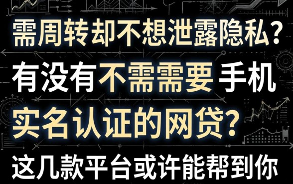 急需周转却不想泄露隐私？有没有不需要手机实名认证的网贷？这几款平台或许能帮到你