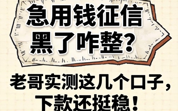 急用钱征信黑了咋整？老哥实测这几个口子，下款还挺稳！