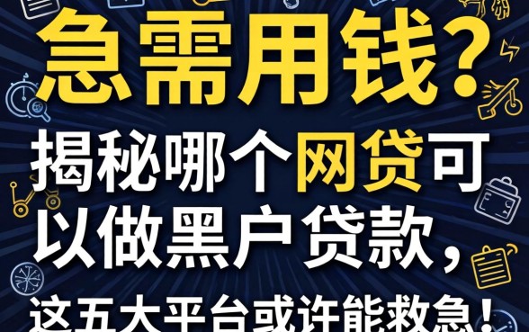征信全黑急需用钱？揭秘哪个网贷可以做黑户贷款，这五大平台或许能救急！