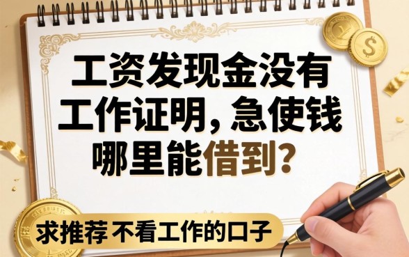 工资发现金没有工作证明，急用钱哪里能借到？求推荐不看工作的口子！