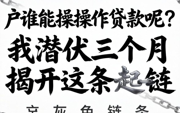 黑户谁能操作贷款呢？我潜伏三个月揭开这条灰色链条