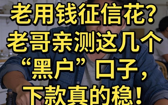急用钱征信花？老哥亲测这几个“黑户”口子，下款真的稳！
