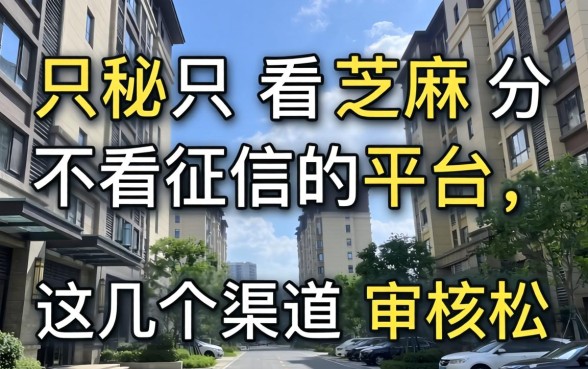 揭秘只看芝麻分不看征信的平台,这几个渠道审核松