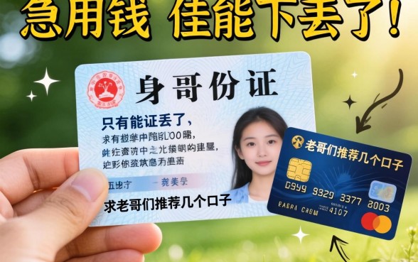 急用钱但身份证丢了，手里只有信用卡能下款吗？求老哥们推荐几个口子！