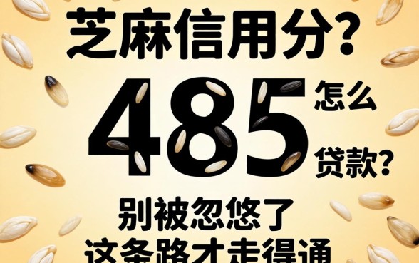 芝麻信用分485怎么贷款?别被忽悠了,这条路才走得通