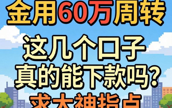 急用60万周转，这几个口子真的能下款吗？求大神指点！
