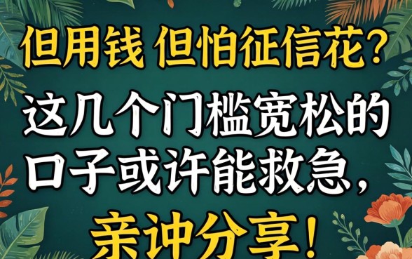 急用钱但怕征信花？这几个门槛宽松的口子或许能救急，亲测分享！