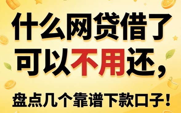 揭秘什么网贷借了可以不用还，盘点几个靠谱下款口子