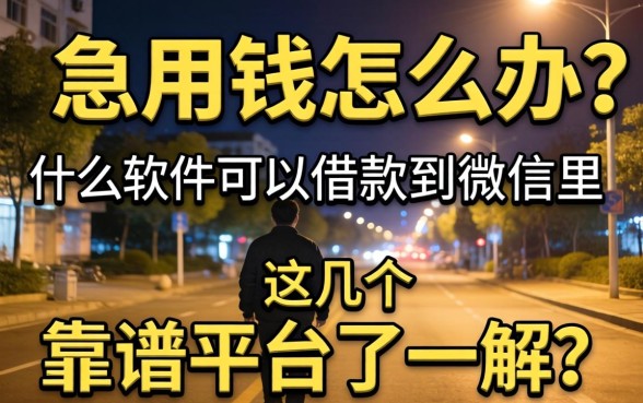 深夜急用钱怎么办？什么软件可以借款到微信里？这几个靠谱平台了解一下
