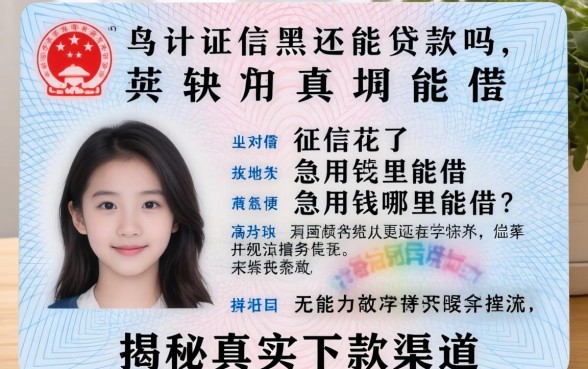 身份证黑户还能贷款吗？征信花了急用钱哪里能借？揭秘真实下款渠道