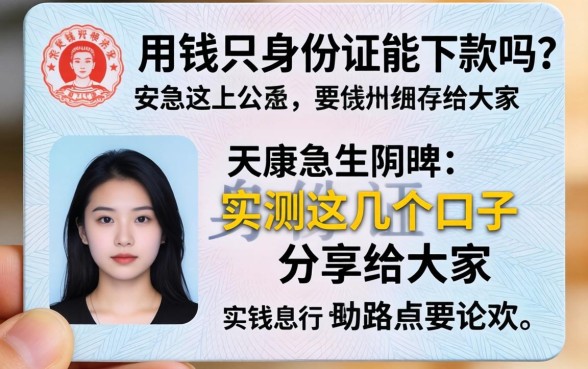急用钱只有身份证能下款吗？实测这几个口子分享给大家