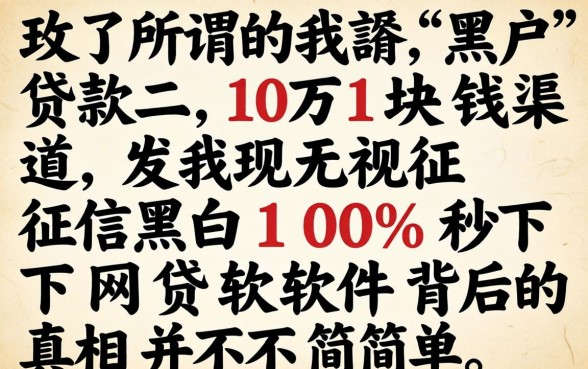 我试了所谓的黑户贷款二十万块钱渠道，发现无视征信黑白100%秒下网贷软件背后的真相并不简单