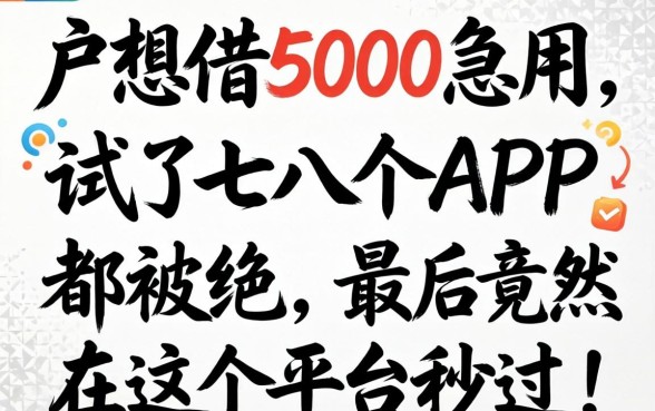 纯白户想借5000急用,试了七八个APP都被拒,最后竟然在这个平台秒过!