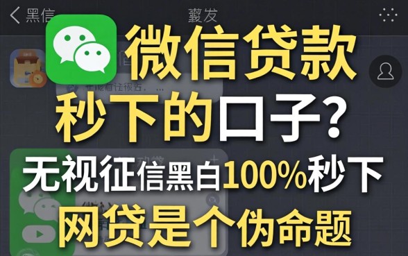 我试了微信贷款秒下的口子，发现无视征信黑白100%秒下网贷是个伪命题