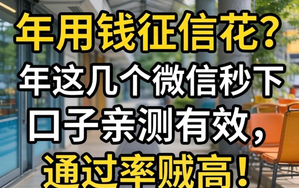 急用钱征信花？2026年这几个微信秒下口子亲测有效，通过率贼高！