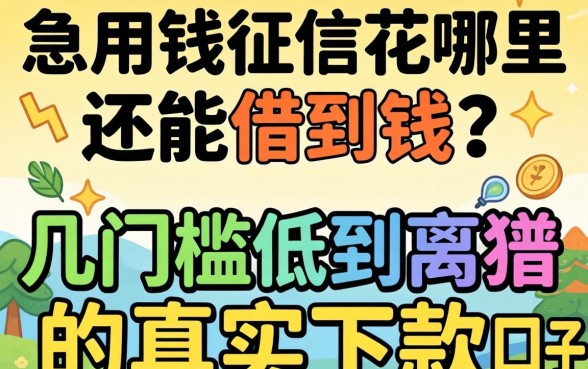 急用钱征信花哪里还能借到钱？分享几个门槛低到离谱的真实下款口子