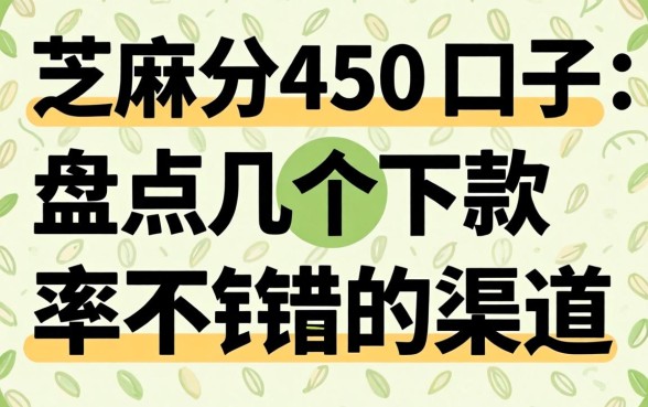 芝麻分450的口子：盘点几个下款率不错的渠道