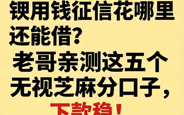 急用钱征信花哪里还能借？老哥亲测这五个无视芝麻分的口子，下款稳！