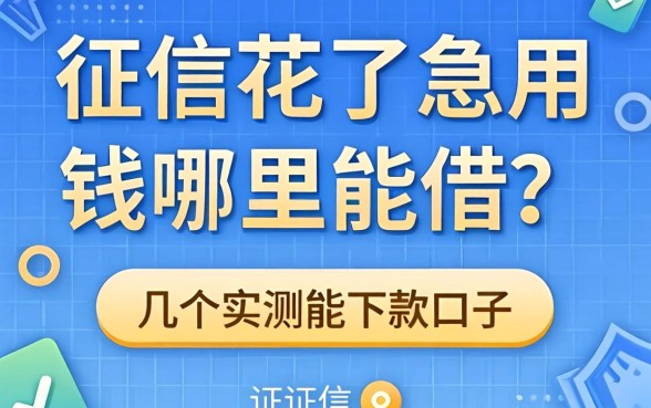 征信花了急用钱哪里能借？分享几个实测能下款的口子