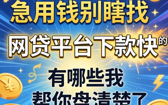 急用钱别瞎找，网贷平台下款快的有哪些我帮你盘清楚了