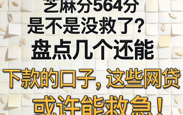 芝麻分564分是不是没救了？盘点几个还能下款的口子，这些网贷或许能救急！