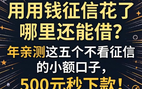 急用钱征信花了哪里还能借?2026年亲测这五个不看征信的小额口子,500元秒下款!