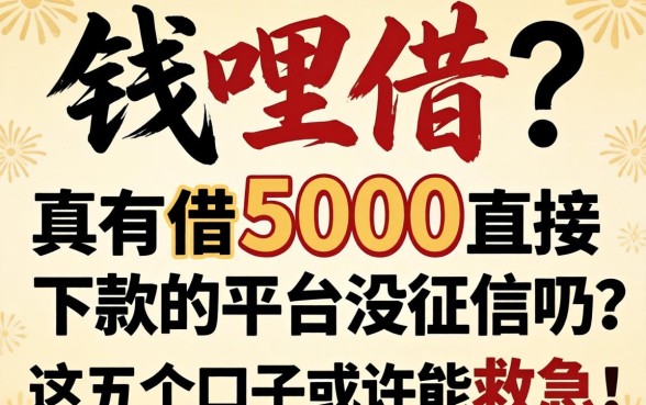 急需用钱哪里借？真有借5000直接下款的平台没征信吗？这五个口子或许能救急！