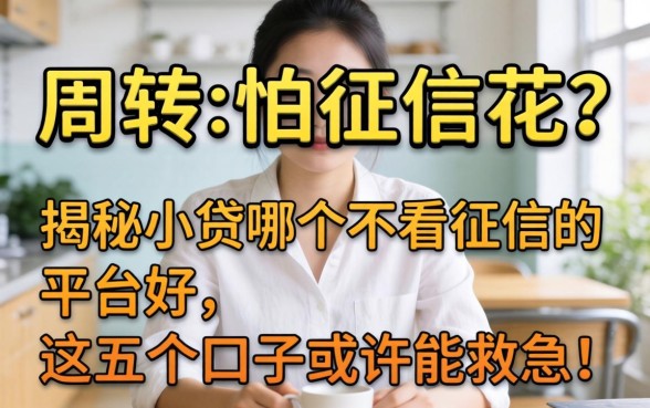 急需周转又怕征信花？揭秘小贷哪个不看征信的平台好，这五个口子或许能救急！