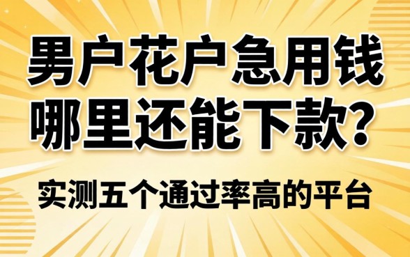 黑户花户急用钱哪里还能下款？实测五个通过率高的平台分享