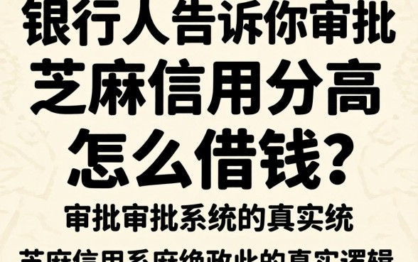 芝麻信用分高怎么借钱？银行人告诉你审批系统的真实逻辑