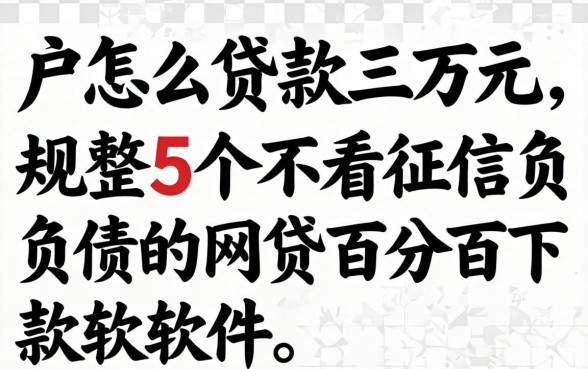 黑户怎么贷款三万元，规整5个不看征信负债的网贷百分百下款软件