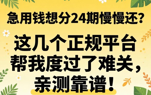 急用钱想分24期慢慢还？这几个正规平台帮我度过了难关，亲测靠谱！