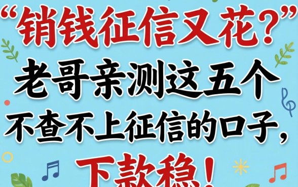 急需用钱征信又花？老哥亲测这五个不查不上征信的口子，下款稳！
