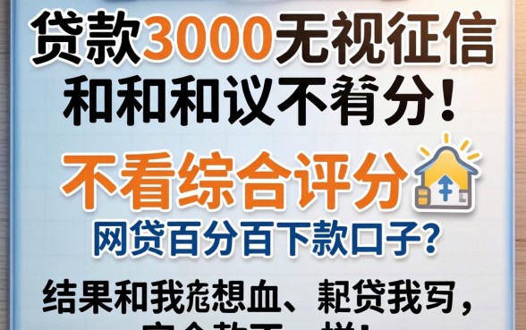 我试了贷款3000无视征信和不看综合评分的网贷百分百下款口子，结果和我想的完全不一样